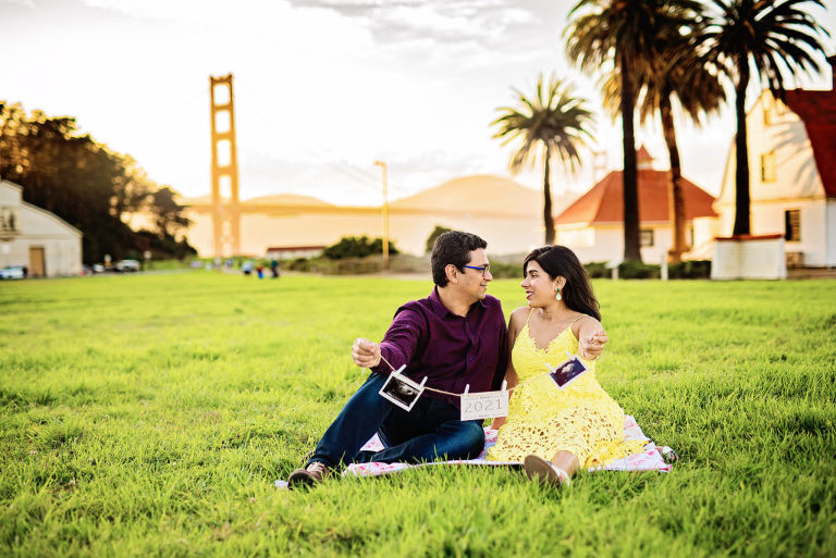 sunset maternity portraits at crissy field