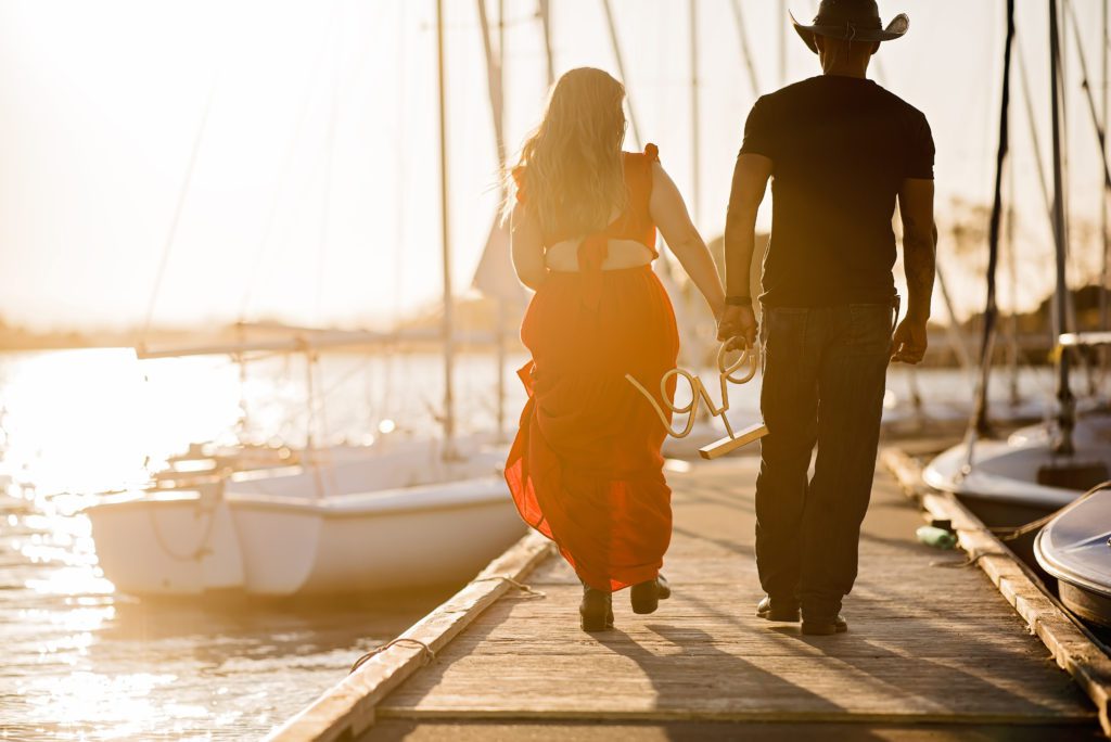 Sunset Engagement Portraits At Shoreline Lake Park
