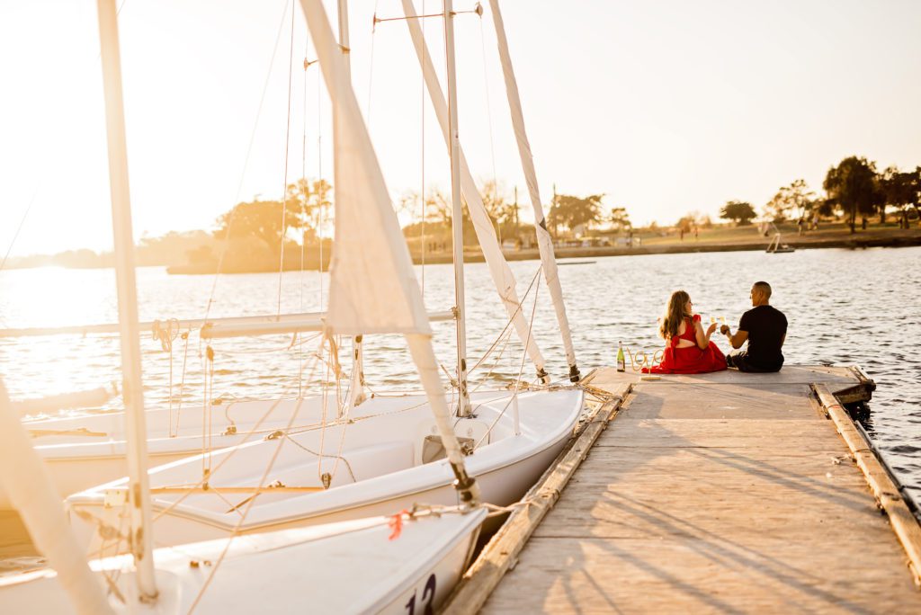 Sunset Engagement Portraits At Shoreline Lake Park
