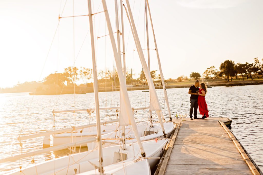 Sunset Engagement Portraits At Shoreline Lake Park