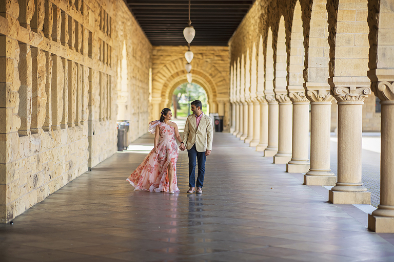 happy couple portraits at Stanford