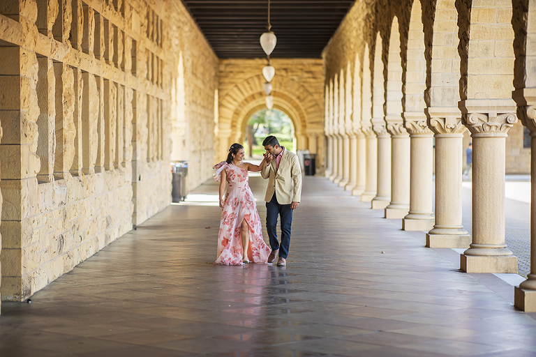 happy couple portraits at Stanford