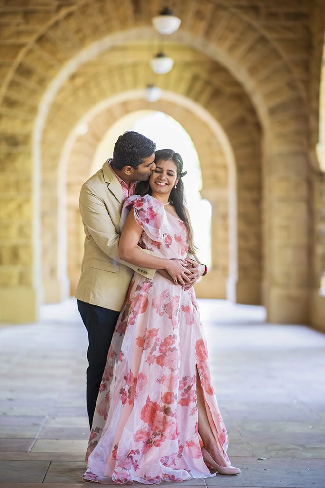 happy couple portraits at Stanford