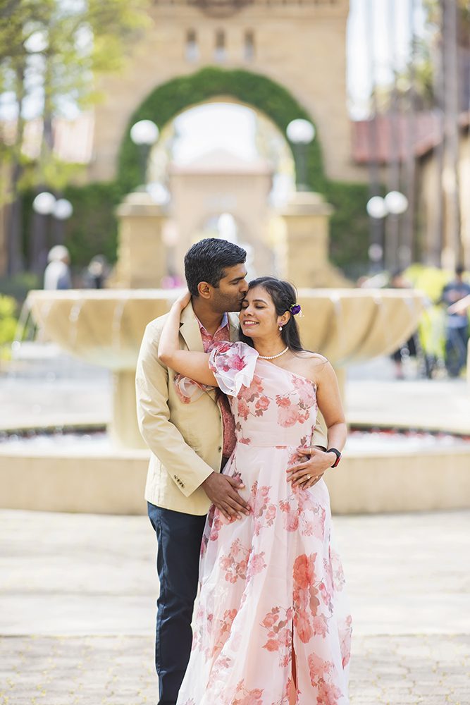 happy couple portraits at Stanford