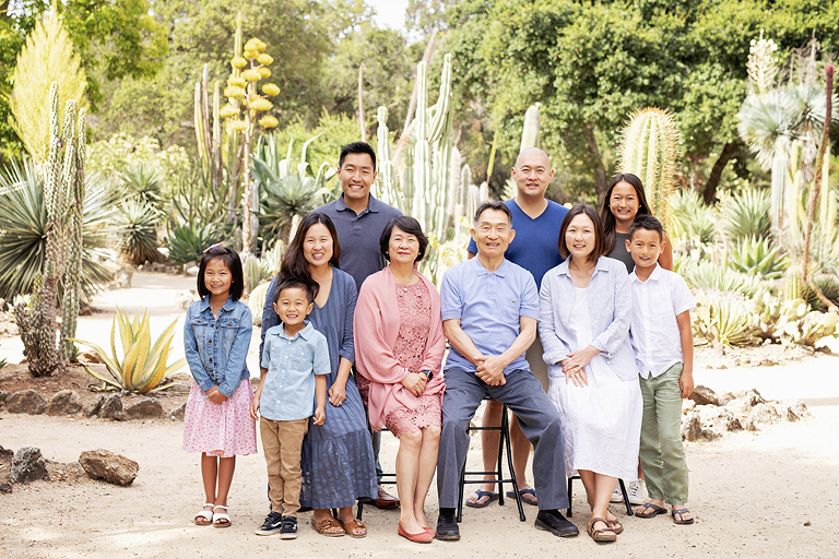 Family portraits at Stanford's Arizona Cactus Garden