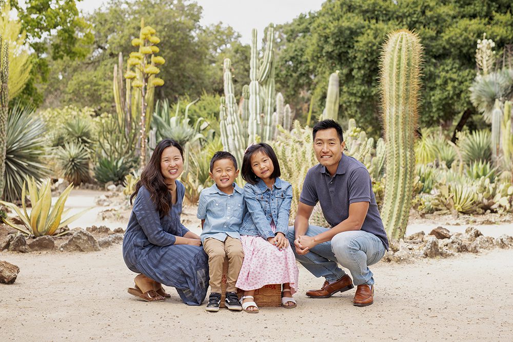Family portraits at Stanford's Arizona Cactus Garden