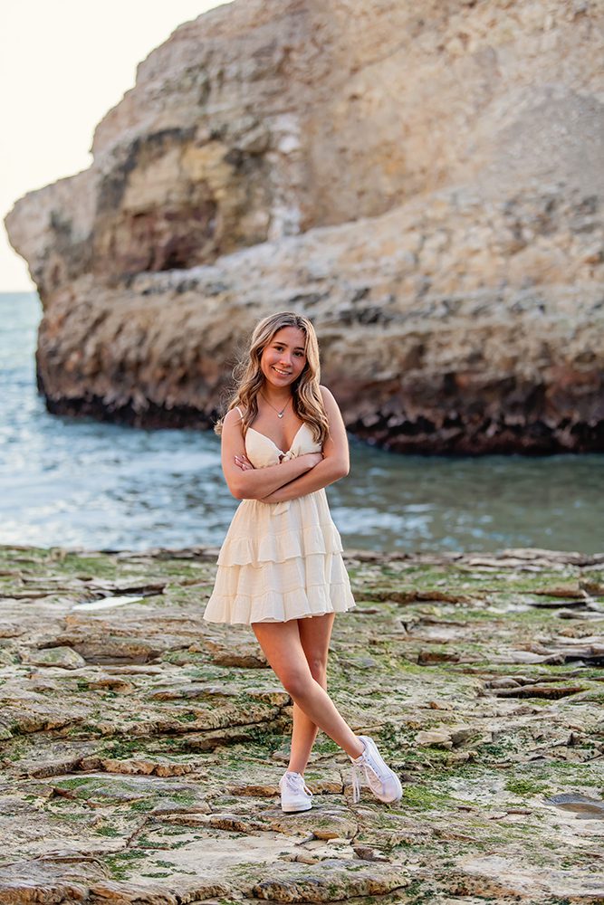 Beach senior portraits at Shark Fin Cove