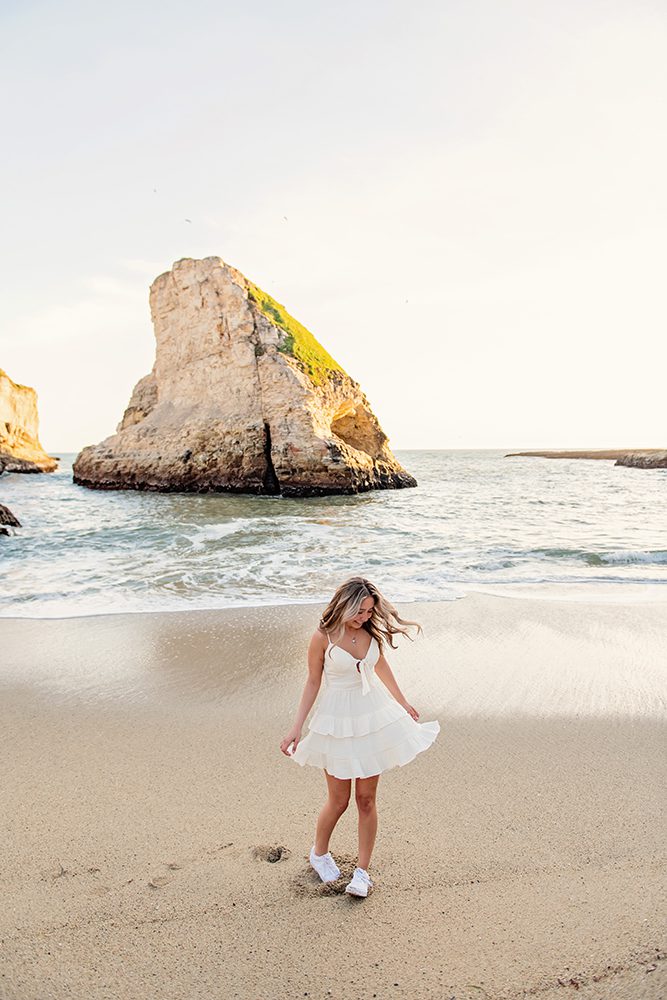 Beach senior portraits at Shark Fin Cove