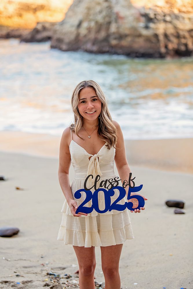 Beach senior portraits at Shark Fin Cove