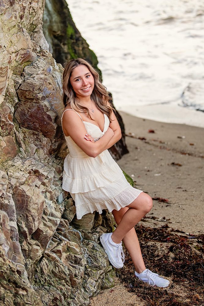 Beach senior portraits at Shark Fin Cove