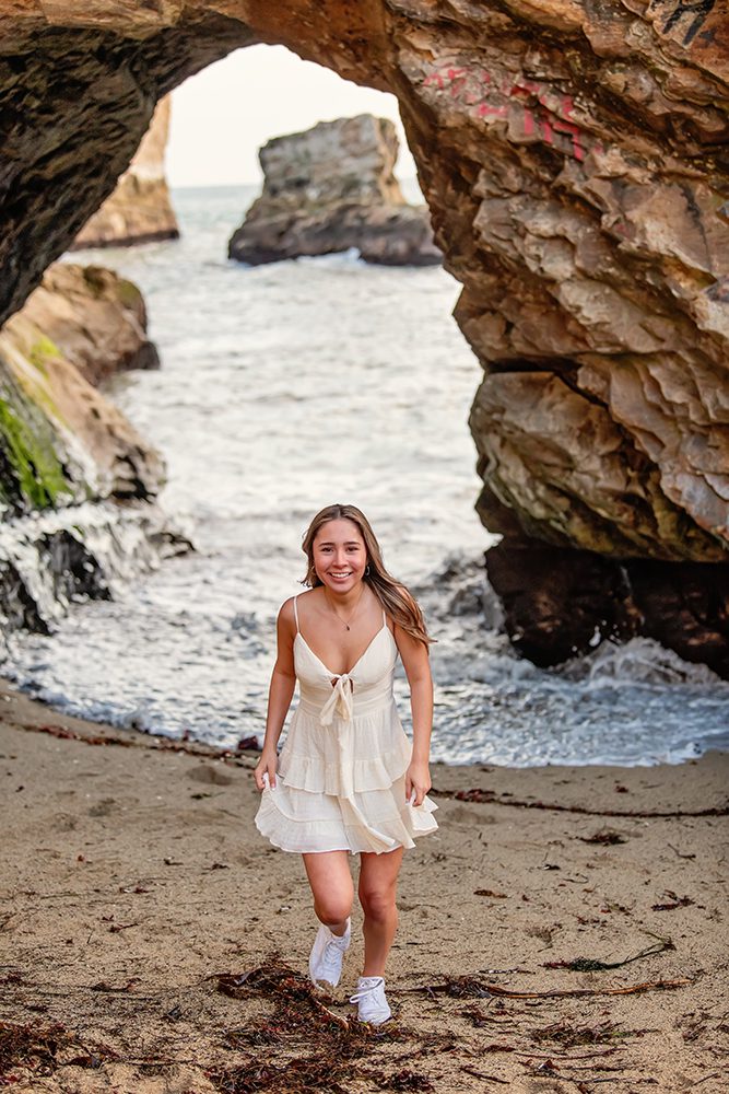 Beach senior portraits at Shark Fin Cove