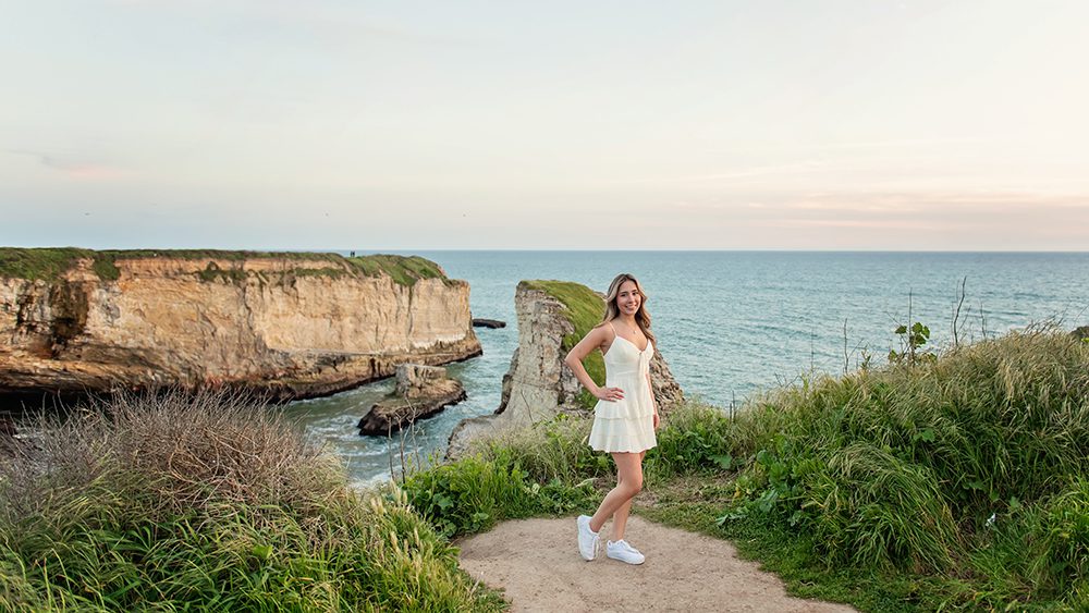 Beach senior portraits at Shark Fin Cove