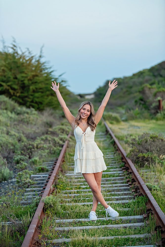 Beach senior portraits at Shark Fin Cove