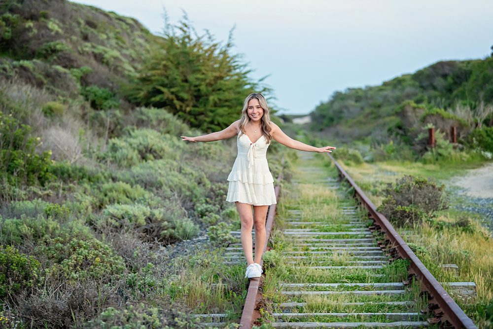 Beach senior portraits at Shark Fin Cove