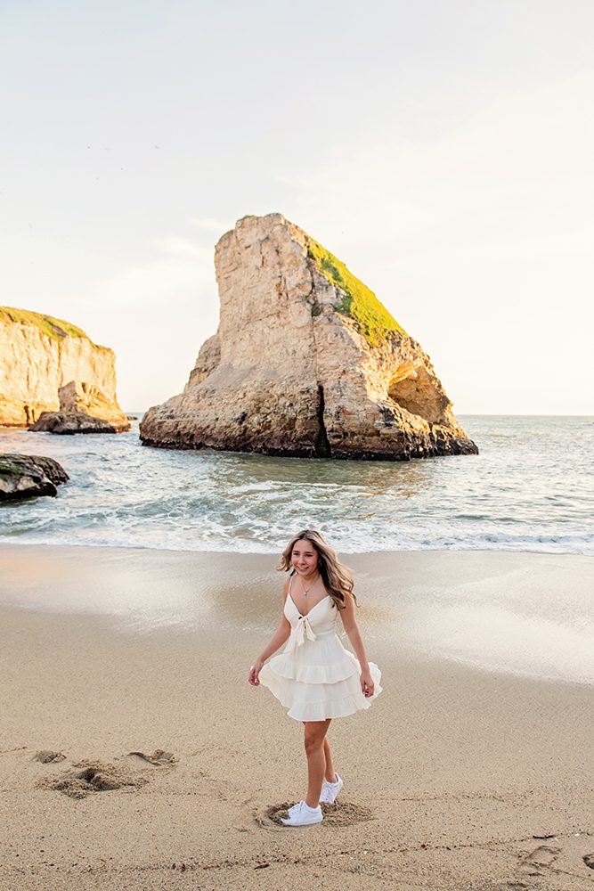 Beach senior portraits at Shark Fin Cove
