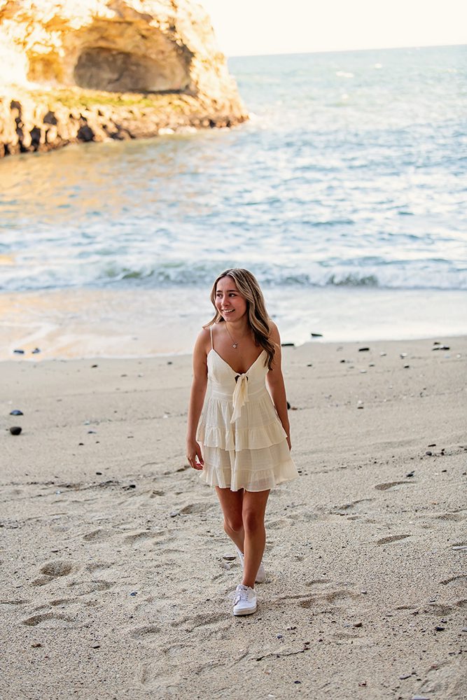 Beach senior portraits at Shark Fin Cove