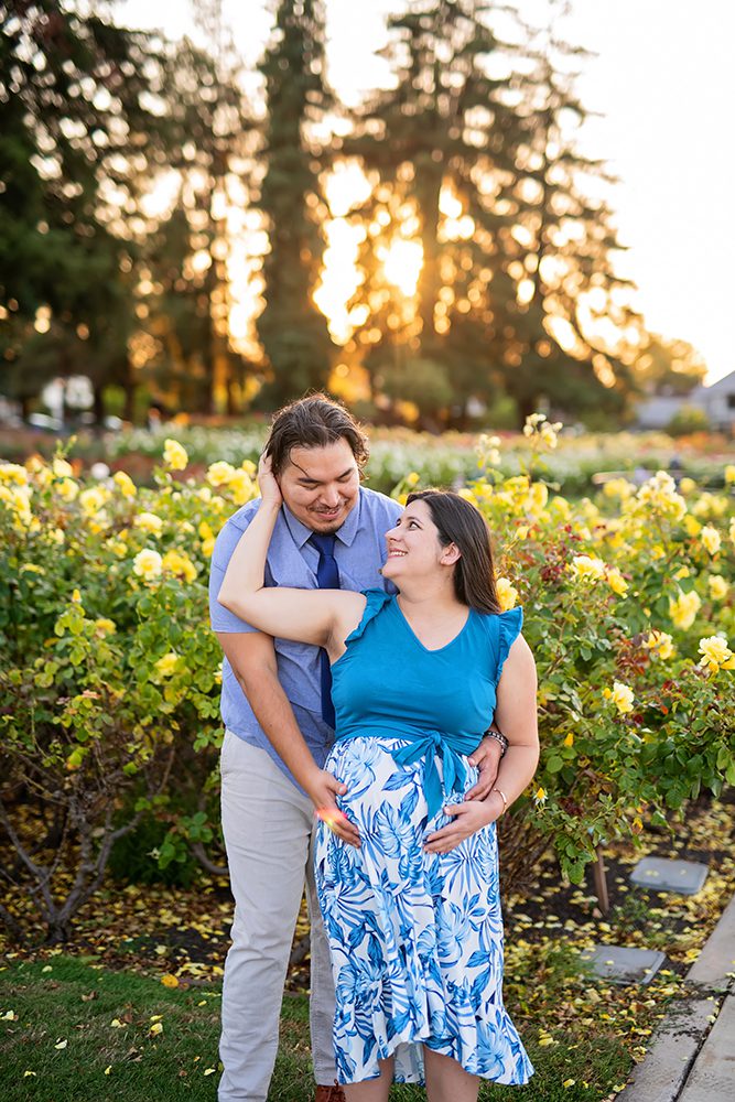 sunset maternity portraits at the Municipal Rose Garden
