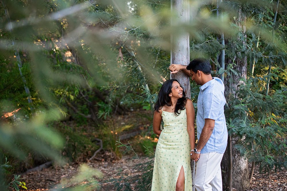 happy couple portraits at Vasona Park
