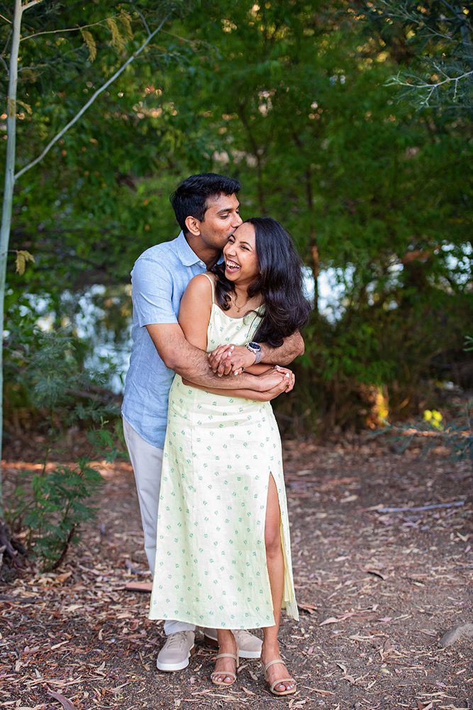 happy couple portraits at Vasona Park