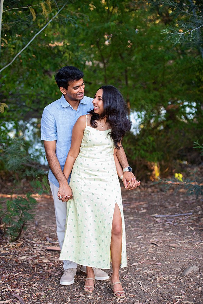 happy couple portraits at Vasona Park