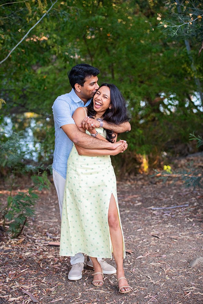 happy couple portraits at Vasona Park