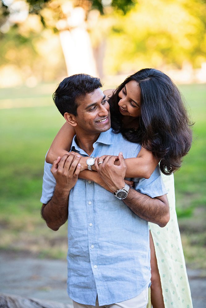 happy couple portraits at Vasona Park