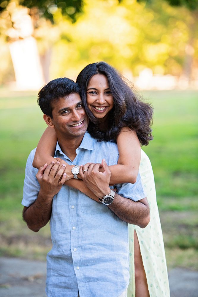 happy couple portraits at Vasona Park