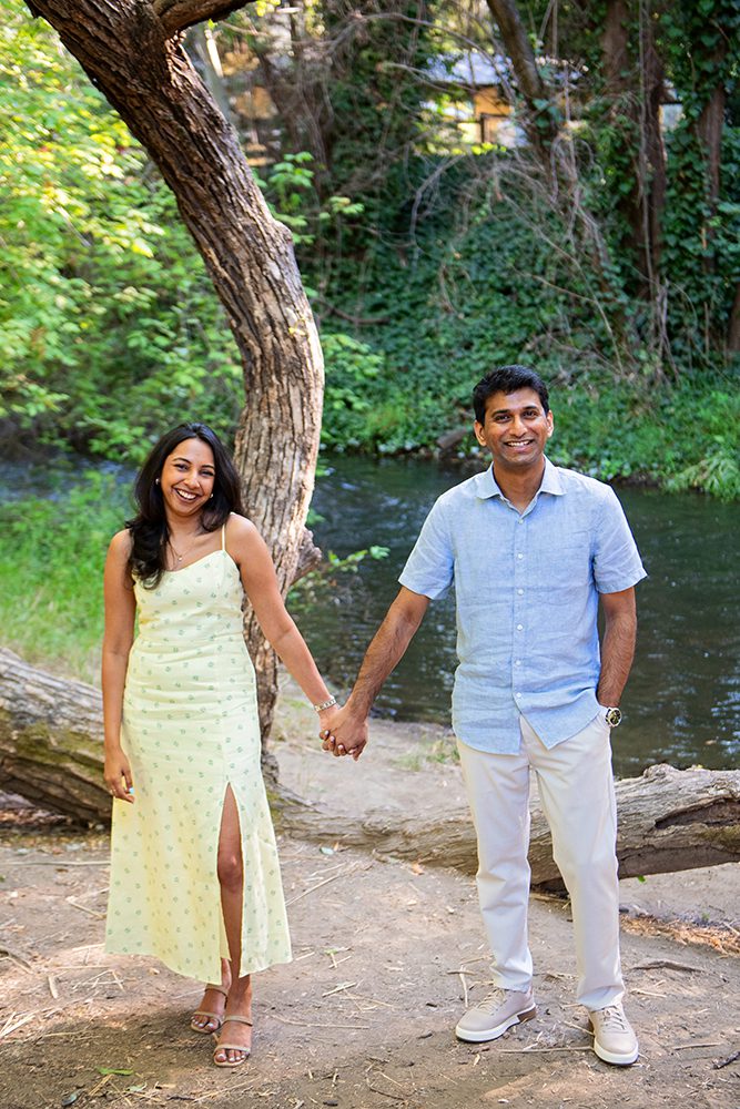 happy couple portraits at Vasona Park