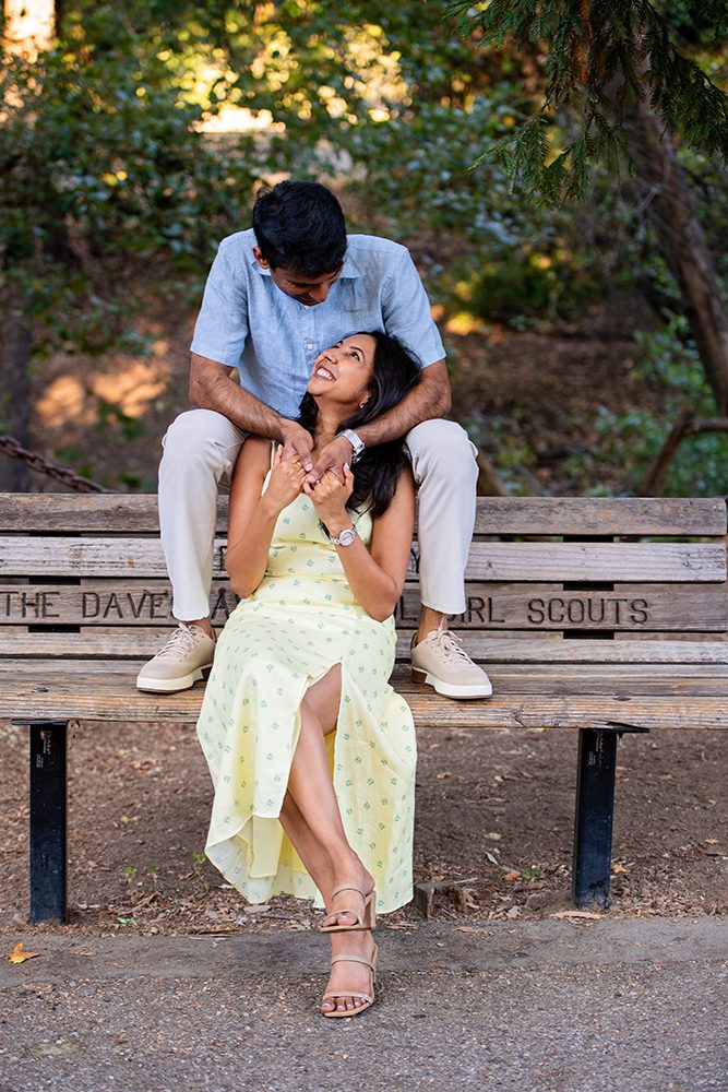 happy couple portraits at Vasona Park