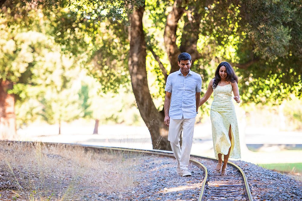 happy couple portraits at Vasona Park