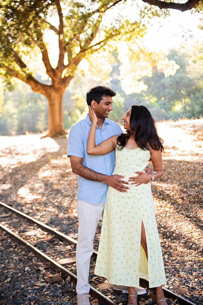 happy couple portraits at Vasona Park