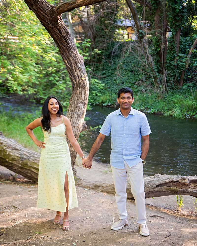 happy couple portraits at Vasona Park
