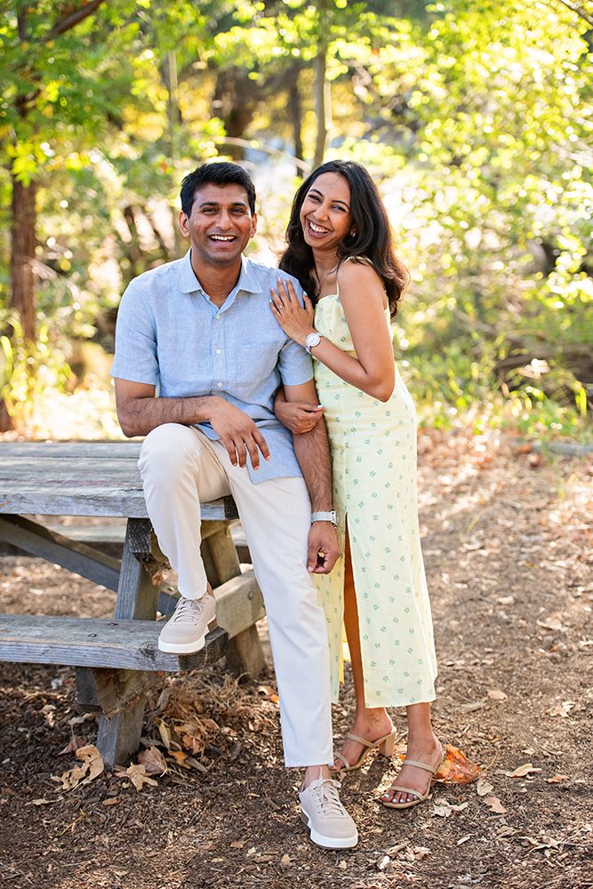 happy couple portraits at Vasona Park