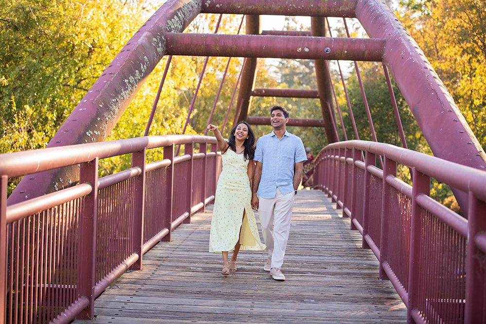 happy couple portraits at Vasona Park