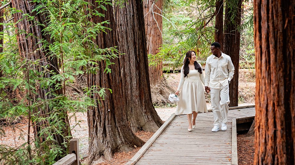 Wedding portraits at the Redwood Nature Preserve in Los Altos