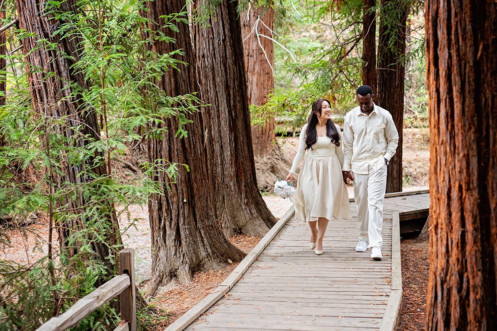 Wedding portraits at the Redwood Nature Preserve in Los Altos