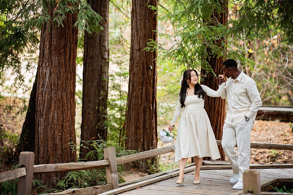 Wedding portraits at the Redwood Nature Preserve in Los Altos