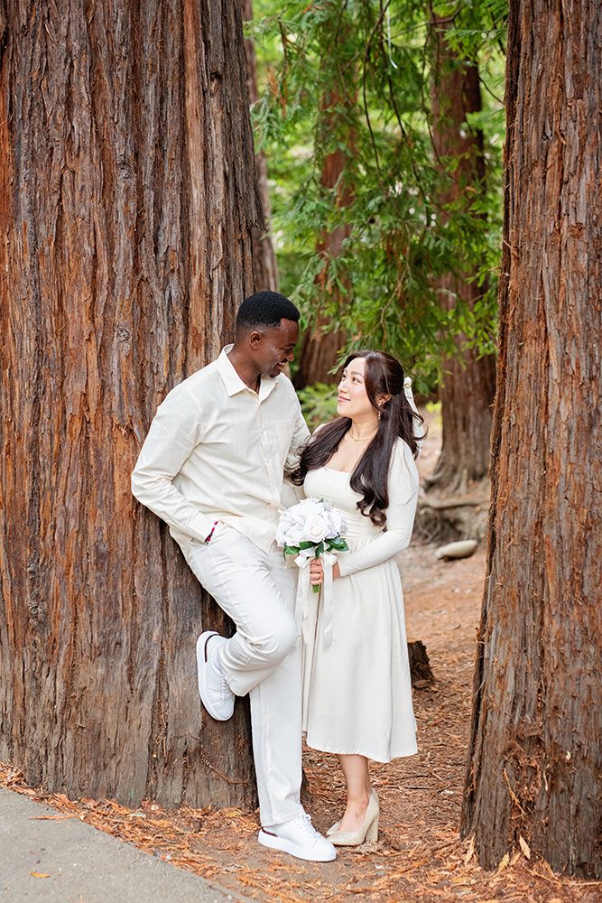 Wedding portraits at the Redwood Nature Preserve in Los Altos