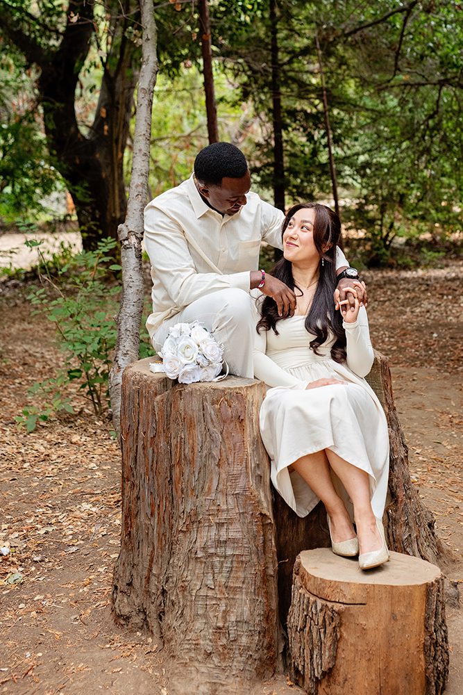Wedding portraits at the Redwood Nature Preserve in Los Altos